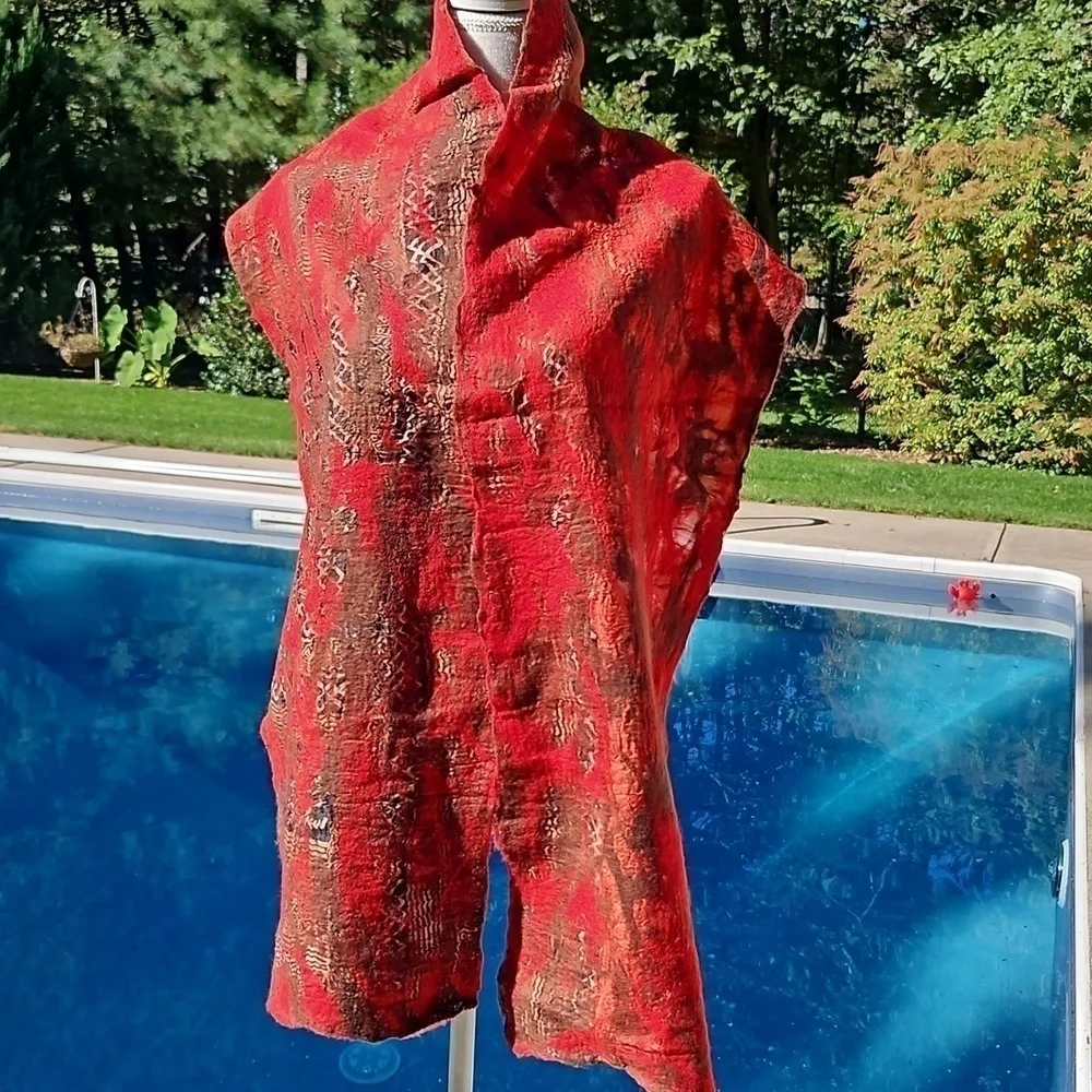 Scarf Handcrafted Wool and Silk New 79x12